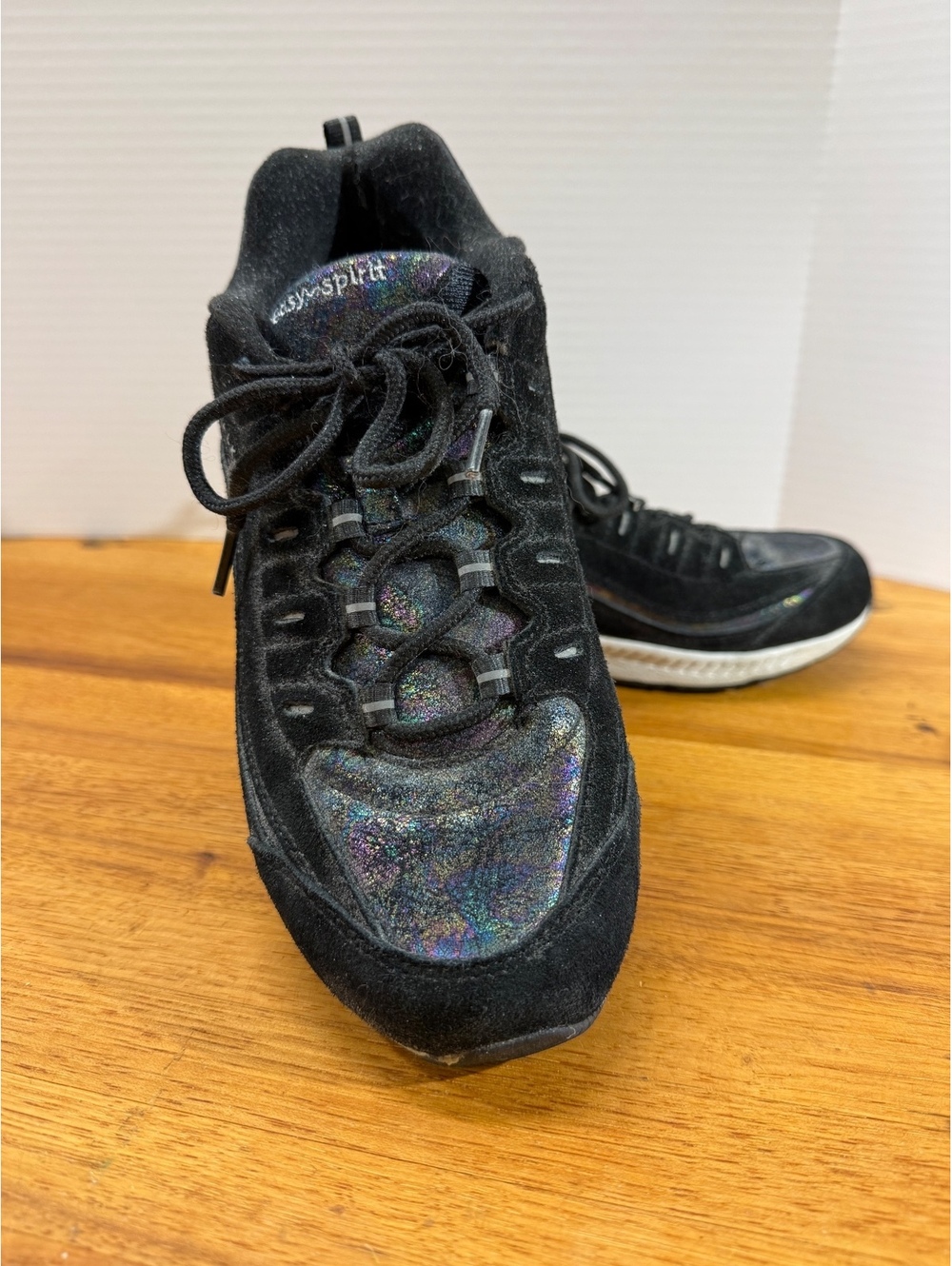 Easy Spirit Romy Black Iridescent Glitter Walking Sneakers Shoes Women 8.5WW